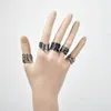 Anneaux de cluster 20pcs Vintage Gun Black Alliage Bague Gypsy Réglable Doigt Tattoo Lots pour Femmes Femelle Mix Style Bijoux En Gros LR4039