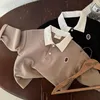 2024 Spring Kids Monkey broderi Polo skjortor pojkar flickor lapptäcke färg lapel långärmad toppar mode barn casual tees z6896