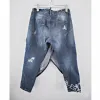 Calças de brim rasgadas buraco cruz jeans mulheres hip hop streetwear baggy harem jeans magro gota virilha calças jeans bloomers