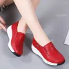 Sapatos casuais primavera tênis feminino apartamentos plataforma mocassins senhoras couro genuíno conforto cunha mocassins ortopédicos deslizamento em