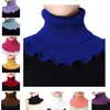 Bow Ties Autumn Winter Warm Knit False Neck Scarf Women Turtleneck Detachable Windproof Wrap Ruffles Hijab Elastic Fake Collar