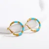 Hoop Earrings Fashion Multicolour Enamel Women Circle Round Gold Color Glossy Metal Stacked Ear Buckle Ring Jewelry Gift