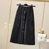 Skirts Winter Corduroy Plus Size 5xl Midi For Women Korean Fashion Elastic High Waist Pocket Warm Skirt All-match Straight