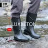 Mens Long Tube Rain Boots Icke-halk Mänggummi Rainboots Högkvalitativa vattentäta män Vattenskor Manliga knähöga regnskor 240226