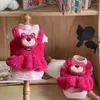 Dog Apparel Pet Clothes Lotso Dress For Dogs Clothing Cat Small Strawberry Bear Suspender Skirt Cute Winter Warm Girl Products 2024