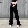 Pantaloni da donna Hip-hop americano retrò multitasche abbigliamento da lavoro a vita alta per strada estiva gamba dritta ampia e dimagrante