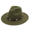 Berets Mistdawn Men Women's Wool Blend Panama Hats Wide Brim Fedoras Caps Costume Party Cap W/ Black Hatband Size 56-58cm