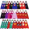 7070 cm Double Sided Satin Cartoon Costumi Cosplay interi 30 figure Mantelli da supereroe Maschere Set Bambini Halloween Christmas Party 9369911