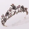 Barocco vintage nero viola perle di cristallo diademi nuziali corona spettacolo diadema velo diadema accessori per capelli da sposa 210701300O