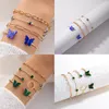 Charme pulseiras 4 pçs/set na moda colorfly borboleta acrílico aberto pulseiras para mulheres cor de ouro corrente ajustável jóias atacado