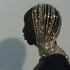 Luxo super longo borla cristal hairpiece backstage capa cabeça jóias de cabelo para menina strass headpiece acessórios 240223