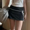 Kjolar kontrast bandage mini kjol avslappnad svart låg stigning blyerts för kvinnor koreanska stil modekläder damer harajuku