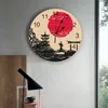 Horloges murales Style japonais Silhouette Horloge décorative créative moderne pour salon cuisine bureau chambre