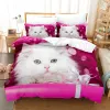 Set Cute Cat Däcke Cover 3D Animal Bedding Set Pet Kitten Comporter Cover Microfiber Twin Full King For Kids Teen Boys Bedroom Decor