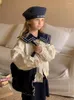 Giacche Abbigliamento per bambini Cappotto autunnale stile preppy per ragazze 23 Giacca a vento blu scuro alla moda per bambina Zlj