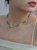 Ожерелья-подвески с синим песком, летнее бисерное бирюзовое дробленое светлое роскошное ожерелье из стерлингового серебра с нишевой ключицей