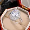 2024 Drop Ship Choucong Wedding Rings Luxury Jewelry 925 Sterling Silver Round Cut Large 5A Cubic Zircon CZ Diamond Gemstones Eternity Women Bridal Ring Gift