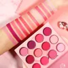 Ombre DE'LANCI Palette de fard à paupières pêche rose rouge ensemble de maquillage pêche haute pigmentation pour fille femmes brillant mat miroitant pour les cosmétiques pour les yeux