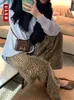 ULXH 표범 프린트 청바지 여성 하이 허리 빈티지 넓은 다리 데님 바지 스트리트웨어 패션 레트로 가기 y2k 캐주얼 240227