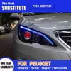 Tête Lmap feux de jour Streamer clignotant pour Peugeot 308 408r LED phare de voiture 14-21 lentille de projecteur d'oeil d'ange de faisceau haut