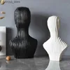 Overige Woondecoratie Hars Handwerk Ornamenten Geometrisch Gestreept Figuur Sculptuur Abstract Figuur Standbeeld Zwart en Wit buste Woondecoratie Q240229