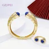 Women Armband Rings Set Italy 18k Gold Plated Copper Bangle Vintage Jewelry Bride Wedding Party Accessories 240228