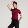 Chemises actives veste de Yoga mince Fitness manches courtes sport Cardigan à fermeture éclair T-shirt col montant femme Ropa Deportiva Mujer Top Deportivos