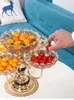 Plates European Crystal Glass Fruit Plate Home Living Room Coffee Table Decoration Creative Multi-layer Rotating Snack Candy Tray