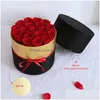 Decorative Flowers Wreaths Hug Bucket Round Flower Paper Packing Set Fresh Gift Box Party Wedding Storage Florist Supplies 210317 Dhe9U