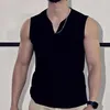 Erkek tankının üstleri büyük v yaka spor fitness hızlı kurutma yelek kolsuz t-shirt giyim eğitimi ter emme kas