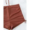 Women's Swimwear Womens Swimwear Solid Color Halter Split Swimsuit Flat Angle Sports Beach Bikini Set