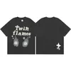 Mens T Shirts Designer Mens överdimensionerade Harajuku Trasig Planet i Abyss Foam Brodery Kort ärm Top Tees för män och kvinnor Summer Hip Hop Baggy Y2k T Shirt