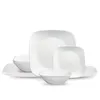 Pratos Corelle Classic Pure White Square Conjunto de louça de 12 peças