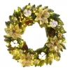 Decorative Flowers Christmas Garland Decoration Artificial 40CM Wreaths Ornaments With Spruce Pine Cones Berry Ball PVC Light Up For Indoor