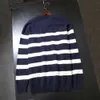 Hilfigers hoodie designer toppkvalitet lyx mode kvinnliga män tröjor vårens höst mångsidig casual runda nacke marinen randig tröja