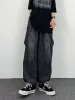 Pants Y2K Vintage Men Korean Black Streetwear Oversize Aesthetic Straight Trousers Wide Leg Jeans Grunge Denim Pants Women Clothes