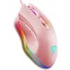 Muizen G302 Coole en schattige roze muis RGB-verlichting Bedrade muis Esports 3200DPI Gamingmuis voor pc-laptop