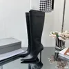 2024 Designer Schoenen Dames Winter Enkellaarsjes Zijrits Sexy Puntschoen Hoge Hak Schoenen Formele Dames Lange Laarzen Echt Leer Parijs