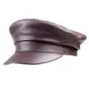 Ball Caps Distressed Leather Hats For Men European American Fashion Genuine Cowhide Sboy Beret Casual Solid Black Flat Casquette