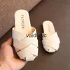 Sandalen Mode ldren Baotou Leder gewebt Flache Hausschuhe Mädchen Sommer Strand Schuhe Weiche Slipper Kinder Baby SlidesH24229