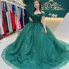 Sparkle verde smeraldo abiti Quinceanera A Line 3D Florals Flower Prom Dress Corsetto elegante Abiti De Xv Anos Festa di compleanno abiti per 15 quinceanera