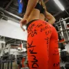 Klädbrev tryckt kvinnor sport leggings hög midja push up yogaställen kvinna gym fitness springa tights rinnande legins