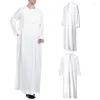 Etniska kläder vintage enkla muslimer klär kaftan mantel lång ärmstativ stativ krage jubba tobe man fritid islamisk