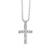 Collier ras du cou simple et classique Hip Hop en cristal, croix de jésus, couleur argent Antique, pendentif à longue chaîne, bijoux pour hommes et femmes, vente en gros