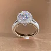 Anéis de cluster 14k ouro vintage 8mm laboratório diamante anel de dedo 925 prata esterlina festa de casamento para mulheres homens noivado jóias presente