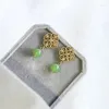 Dangle Oorbellen Jinseqi Natuurlijke Tian Jade Chinese Retro Vergulde Gesneden Eardrop Earring High-End Elegant