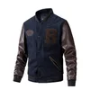 Ankomst Mens Baseball Jacket Bomber Jackets Autumn Winter Clothing Leather Sleeve Thin Cotton Coats Storlek M-3XL 230226