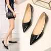 Casual Shoes Fashion OL Nude Color Pointed Flat Women Patent Leather Korean Version Of The Wild Sexy Elegant Simple Ladies Work