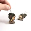 Boucles d'oreilles pendantes, Portrait léopard, bibliothèque pour filles, bibliothèque pour femmes, mode livre d'amour en bois, cadeaux pour la journée de l'enseignant, vente en gros