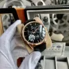 VVSlock Men's volledig functionele mechanisch horloge kalf lederen band 316 Fijne stalen kast power opslag kalenderdisplay, nauwkeurig